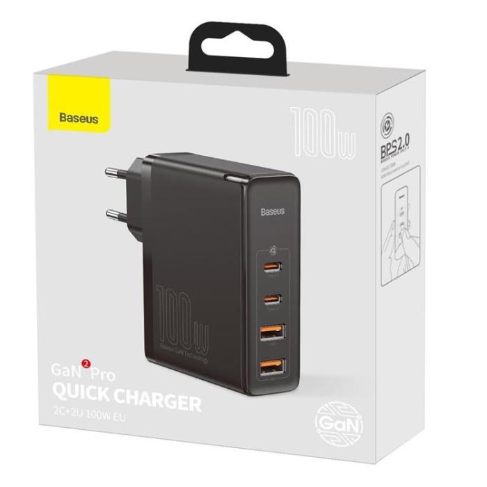 BASEUS - Baseus GaN2 Pro Väggladdare USB Type-C 100W - Svart