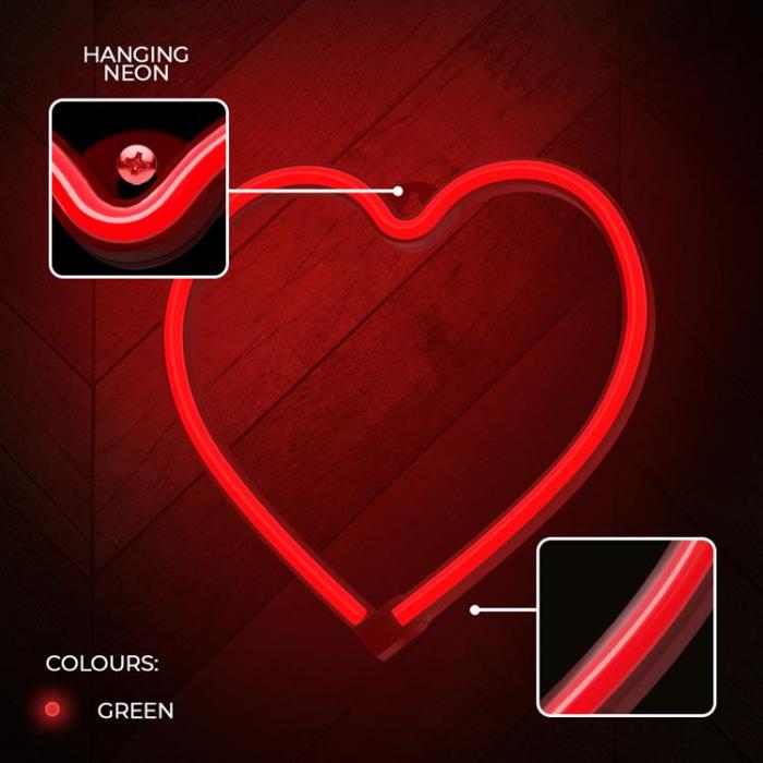 Forever Light - Forever Light LED Neon HEART Bat FLNE07 + USB - Röd