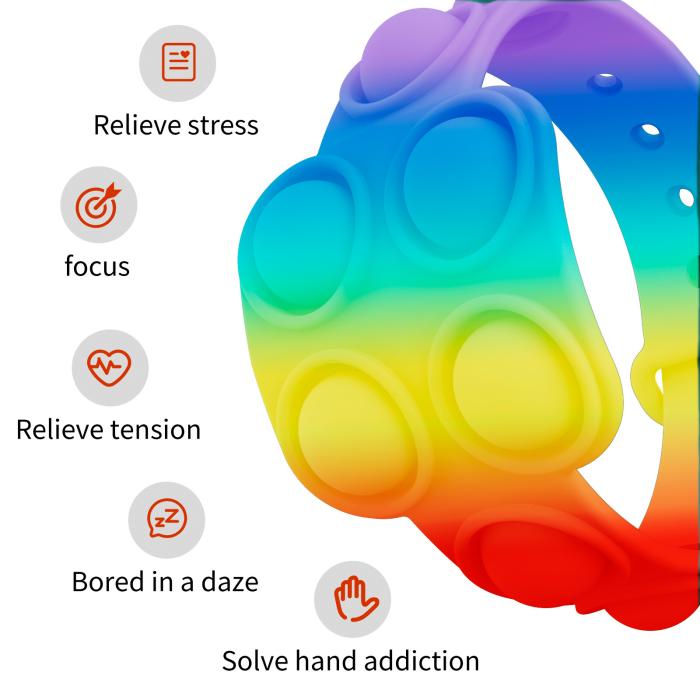UTGATT5 - Pop it Watch / Klocka - Fidget Toy - lindra stress eller rastlöshet - Regnbåge