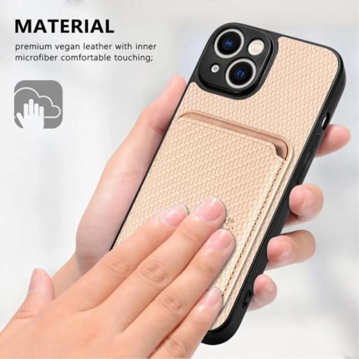 Taltech - iPhone 15 Mobilskal Korthållare Kolfiber - Rosa