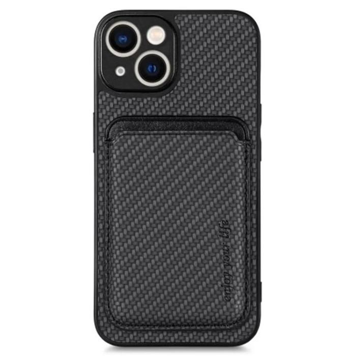 Taltech - iPhone 15 Mobilskal Korthållare Kolfiber - Svart