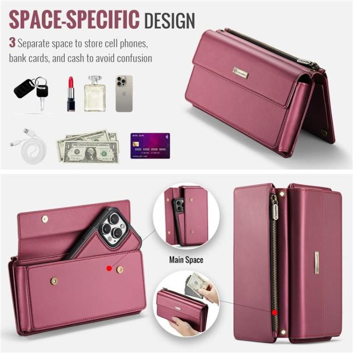Caseme - CASEME Me20 Crossbody Väska 4.0-7.6'' Läder - VinRöd