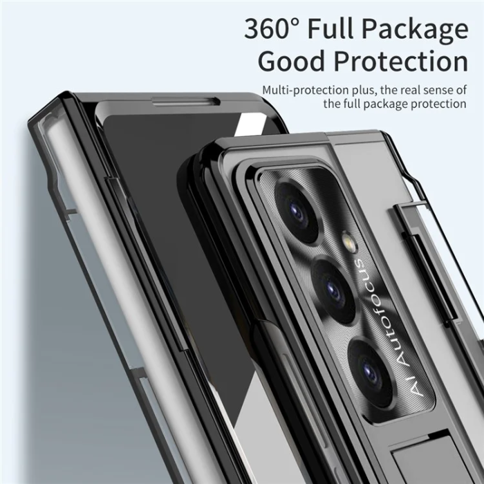 A-One Brand - Galaxy Z Fold 7 Mobilskal Kickstand med Skärmskydd - Svart