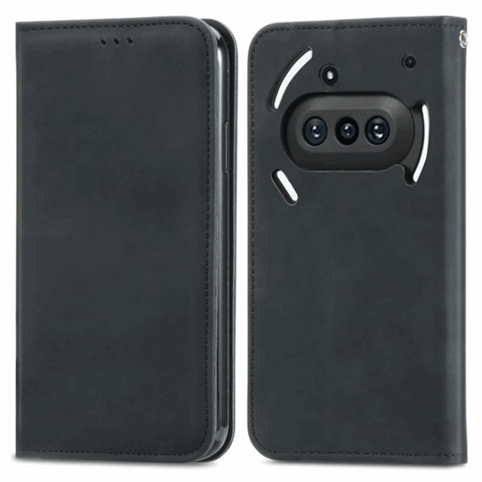 A-One Brand - Nothing Phone (3a) Plånboksfodral Läder Magnetiskt - Svart