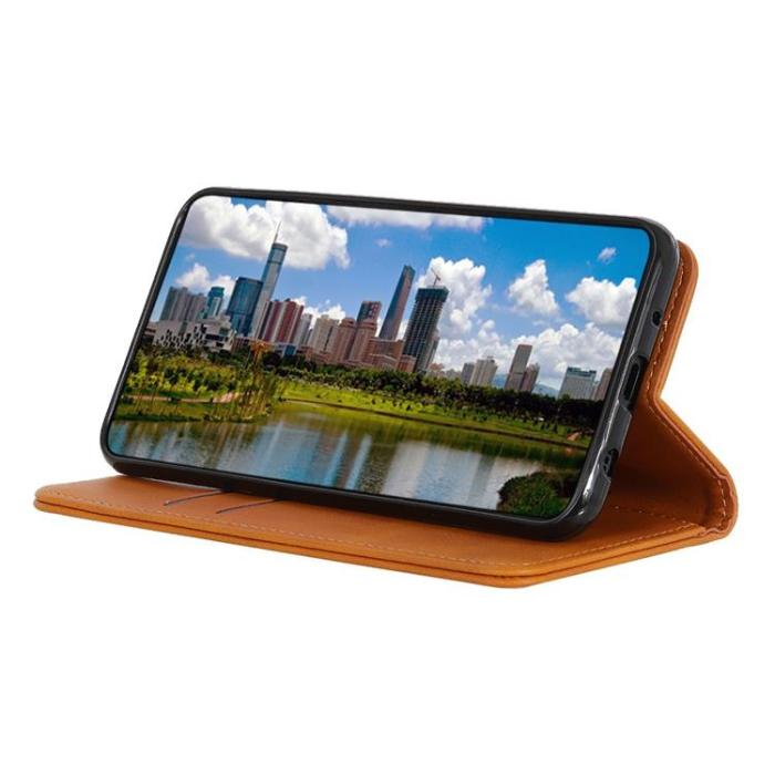 A-One Brand - Asus Zenfone 9 Plånboksfodral Äkta Läder Flip - Brun
