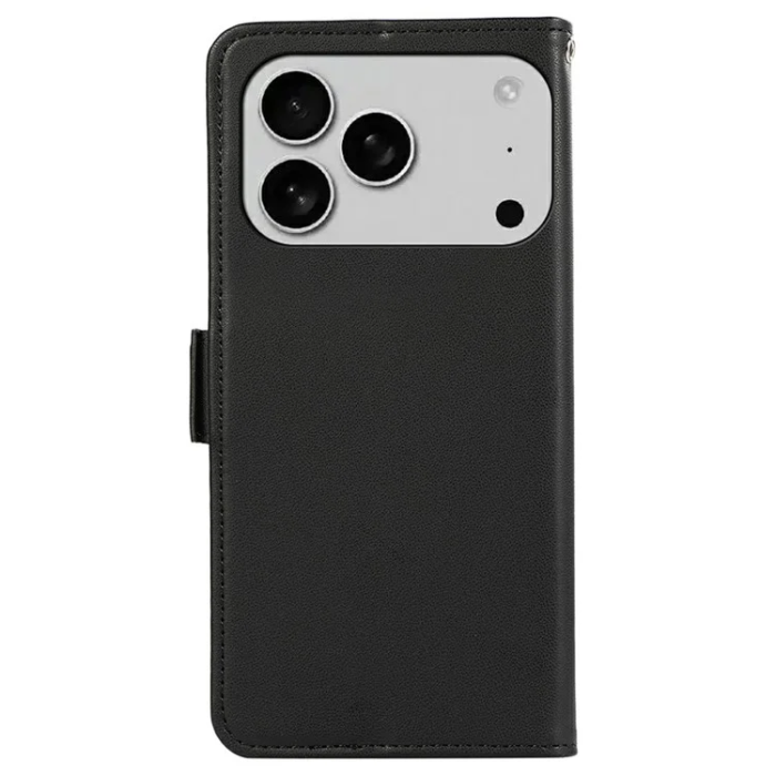 ABEEL - ABEEL iPhone 17 Pro Max Plånboksfodral Läder RFID Skydd - Svart