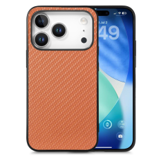 A-One Brand - iPhone 17 Pro Max Mobilskal Carbon Fiber PU Läder - Brun