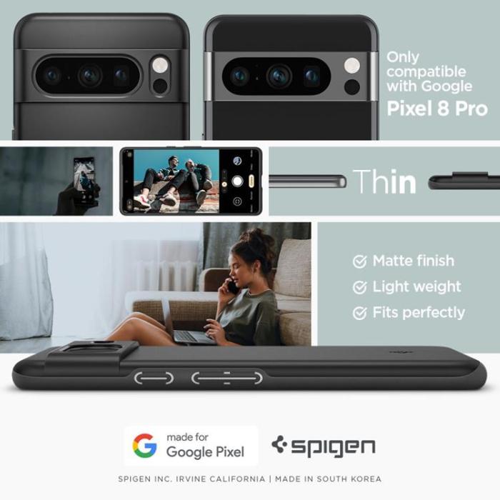 UTGATT - Spigen Google Pixel 8 Pro Mobilskal Thin Fit - Svart