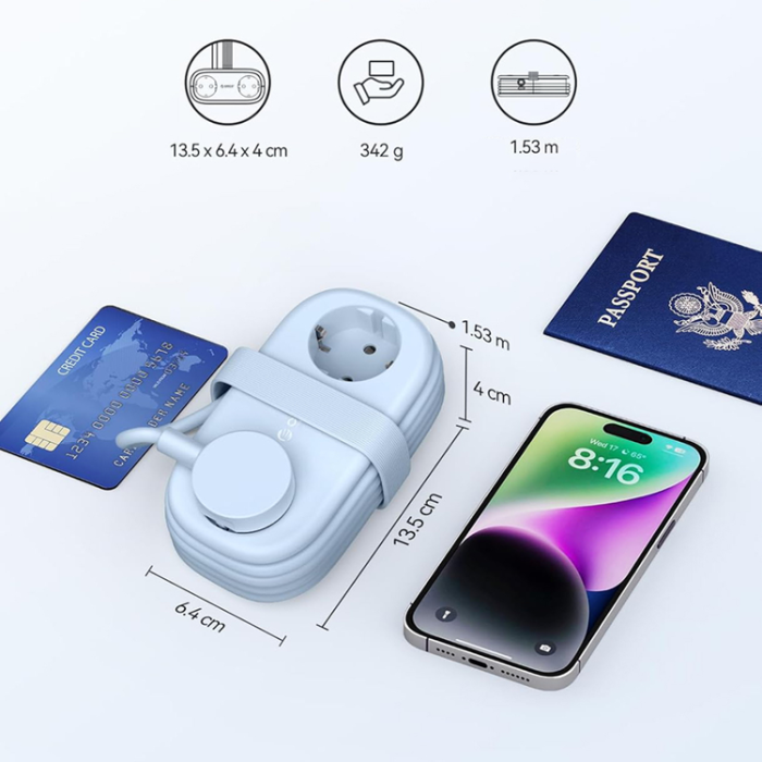 ORICO - Orico 5in1 Grenuttag 20W GaN 2xUSB-A 1xUSB-C 2xAC AP3 - Blå
