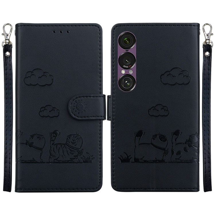 Sony Xperia 1 VII Plånboksfodral RFID Kitten Pattern - Svart | 2353 | AlltMobil