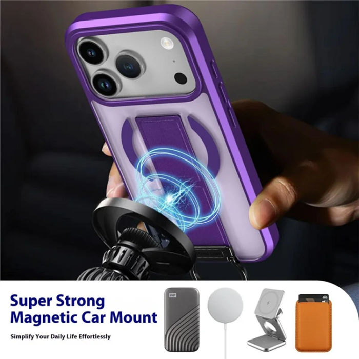 A-One Brand - iPhone 17 Pro Max Mobilskal Magsafe D-Ring Kickstand - Lila