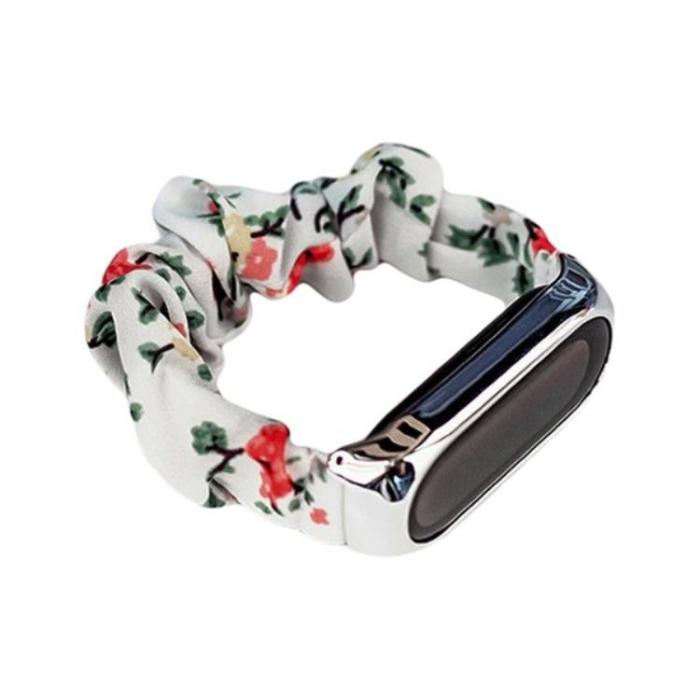 UTGATT1 - Xiaomi Mi Band 3/4/5/6 Armband Elastic Scrunchies - Vit