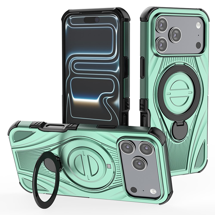 iPhone 17 Pro Max Mobilskal MagSafe Rotating Kickstand Shockproof - Grön (Grön) | 2353 | AlltMobil