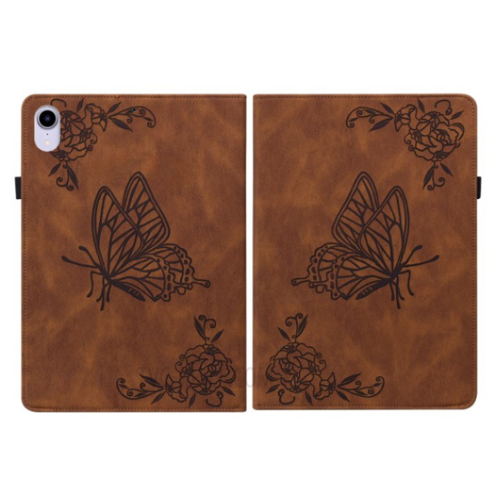 OEM - iPad mini 6 (2021) Fodral Imprinted Butterfly Flower - Brun