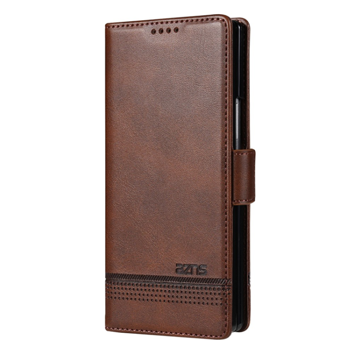 AZNS - AZNS Galaxy Z Fold 7 Plånboksfodral Cowhide Läder - Röd
