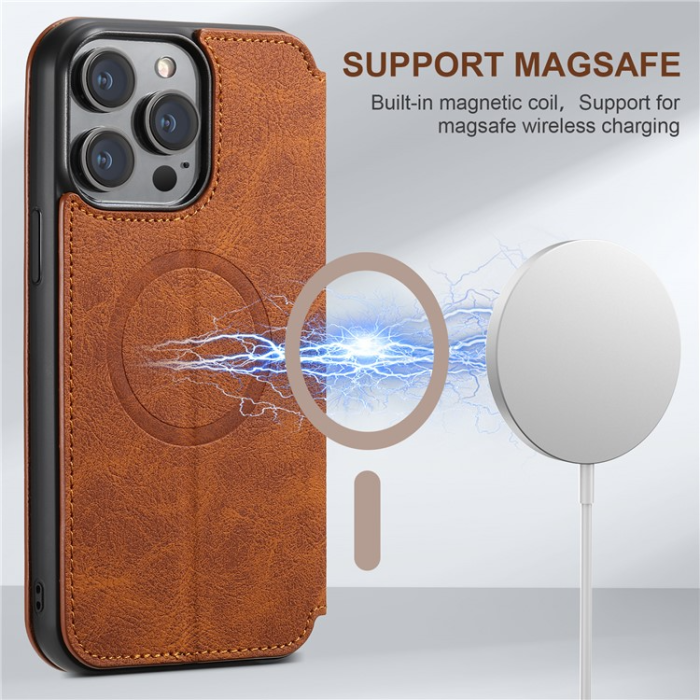 SUTENI - SUTENI iPhone 12/12 Pro Plånboksfodral Magsafe - Khaki