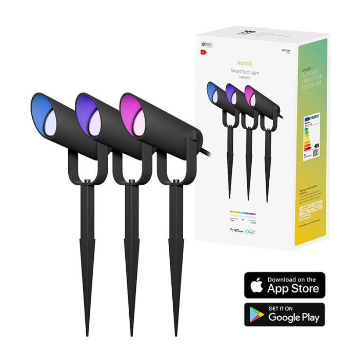 HOMBLI - HOMBLI Smart Utomhus Spotlight 3-pack RGB CCT Svart