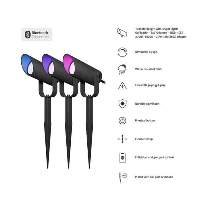 HOMBLI - HOMBLI Smart Utomhus Spotlight 3-pack RGB CCT Svart
