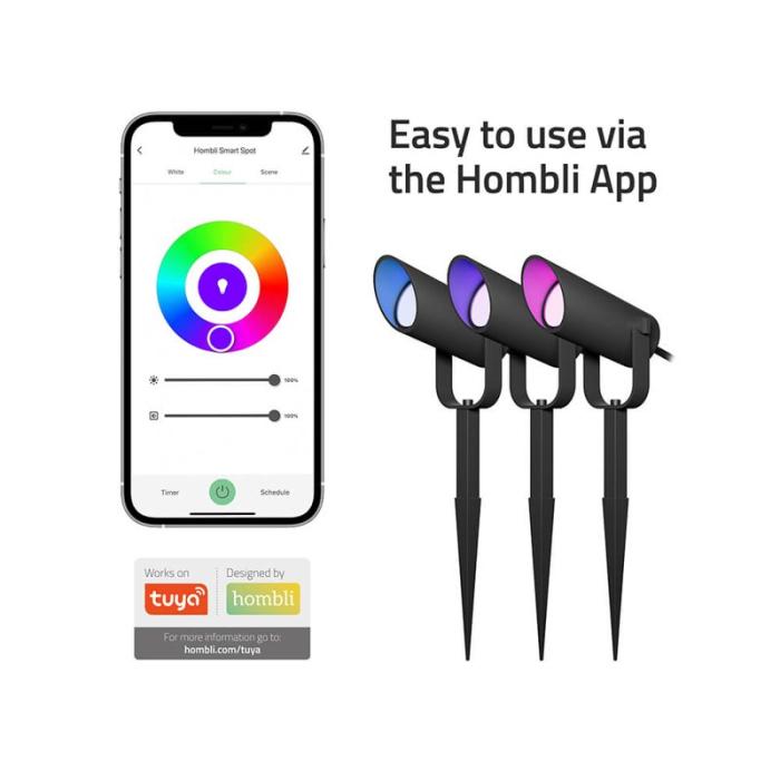 HOMBLI - HOMBLI Smart Utomhus Spotlight 3-pack RGB CCT Svart