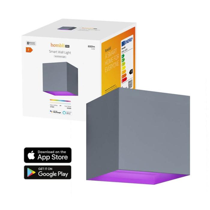 HOMBLI - HOMBLI Smart Vägglampa Inomhus och Utomhus RGB CCT Grå