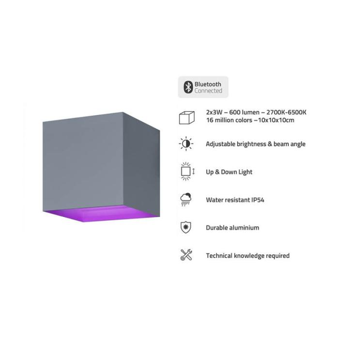 HOMBLI - HOMBLI Smart Vägglampa Inomhus och Utomhus RGB CCT Grå