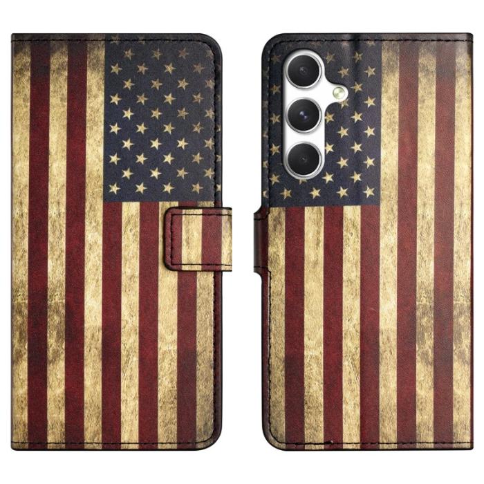 OEM - Plånboksfodral för Samsung Galaxy S26 Konstläder - Amerikanska flaggan - Röd