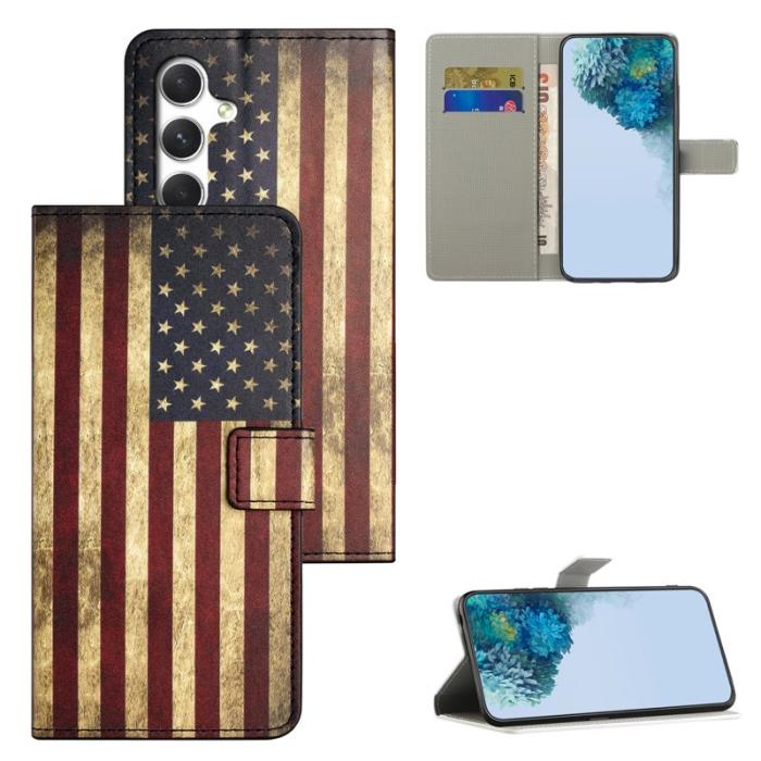 OEM - Plånboksfodral för Samsung Galaxy S26 Konstläder - Amerikanska flaggan - Röd