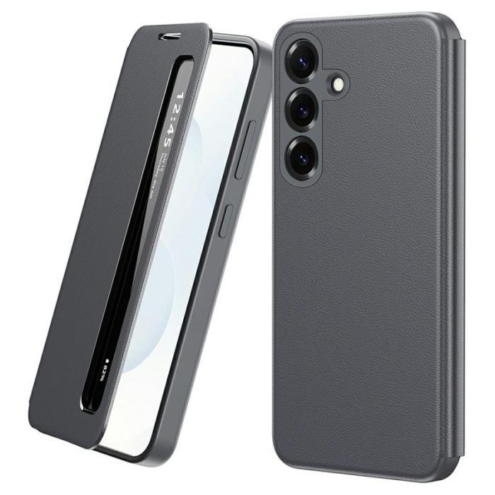OEM - Mobilfodral för Samsung Galaxy S26 Plus Smart View Konstläder - Grå