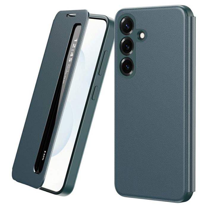 OEM - Mobilfodral för Samsung Galaxy S26 Plus Smart View Konstläder - Grön