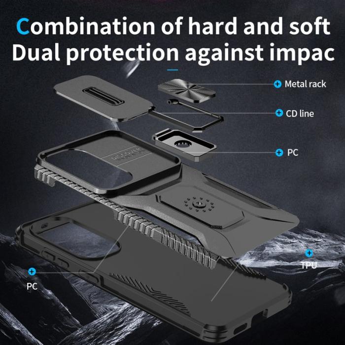 OEM - Mobilskal för Samsung Galaxy S26 Plus Kickstand TPU + PC - Svart
