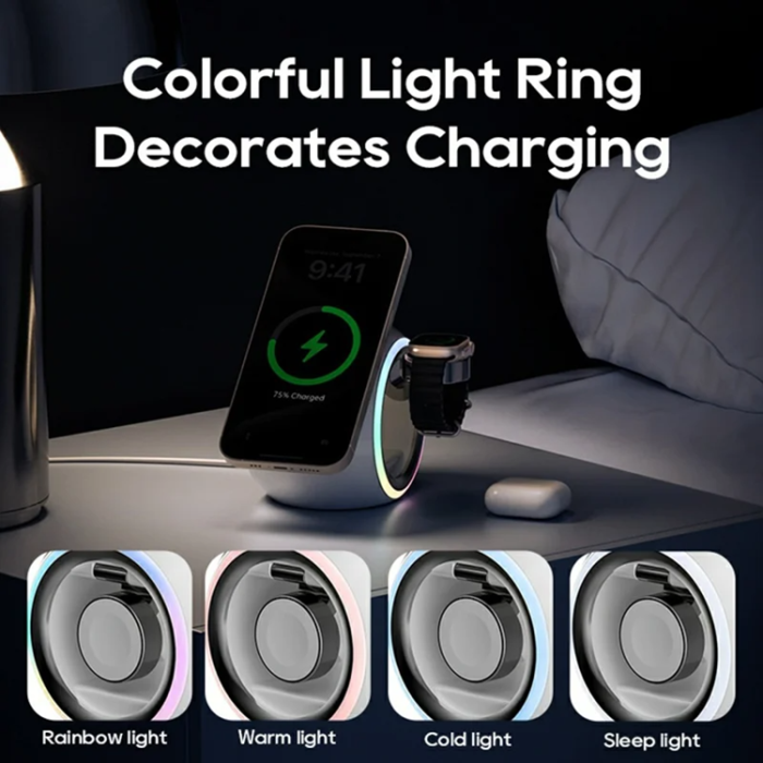 A-One Brand - 3-in-1 KL-CD70 Trådlös Laddare iPhone,Apple Watch,Airpods - Blå