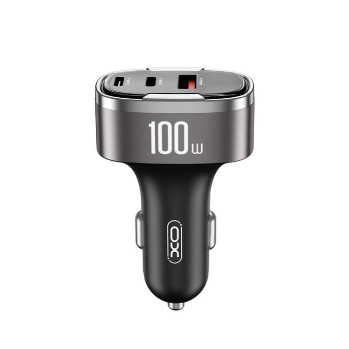 XO - XO Billaddare USB-C/USB-A/Lightning 100W PD QC 3.0 - Grå
