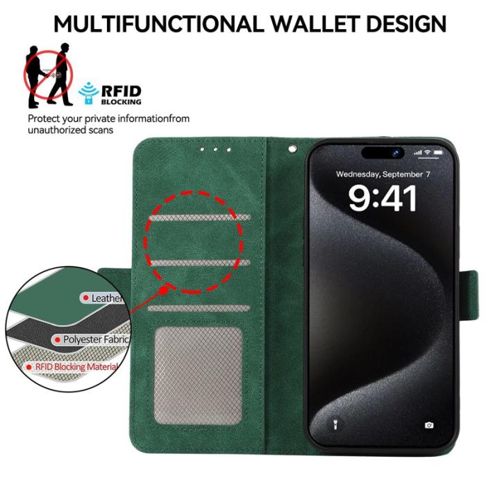 ABEEL - ABEEL Mobilskal till iPhone 16 Plus Med Magnetstängning RFID-Skydd - Grön