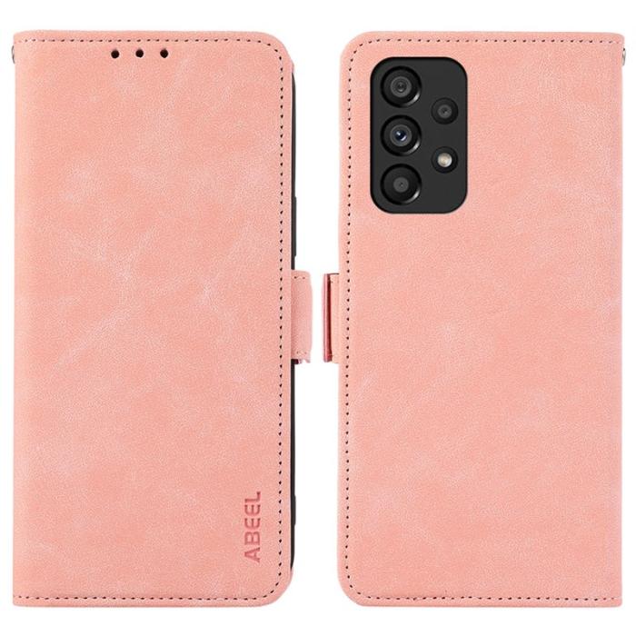 ABEEL - ABEEL Samsung Galaxy A53 5G Plånboksfodral Konstläder RFID-Skydd - Rosa