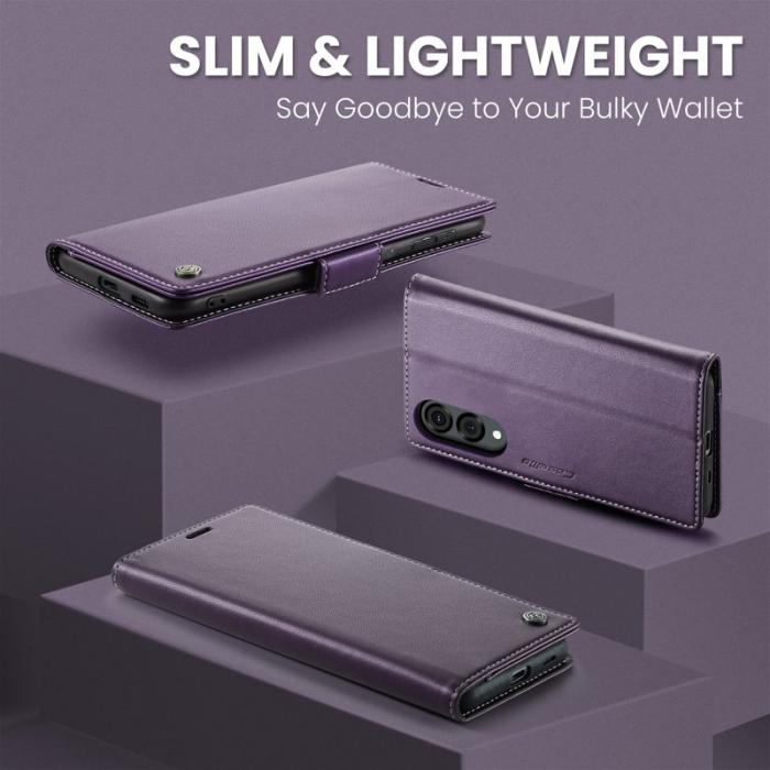 Caseme - CASEME 023 Mobilskal till Samsung Galaxy S25 Edge Konstläder Plånboksfodral Lila