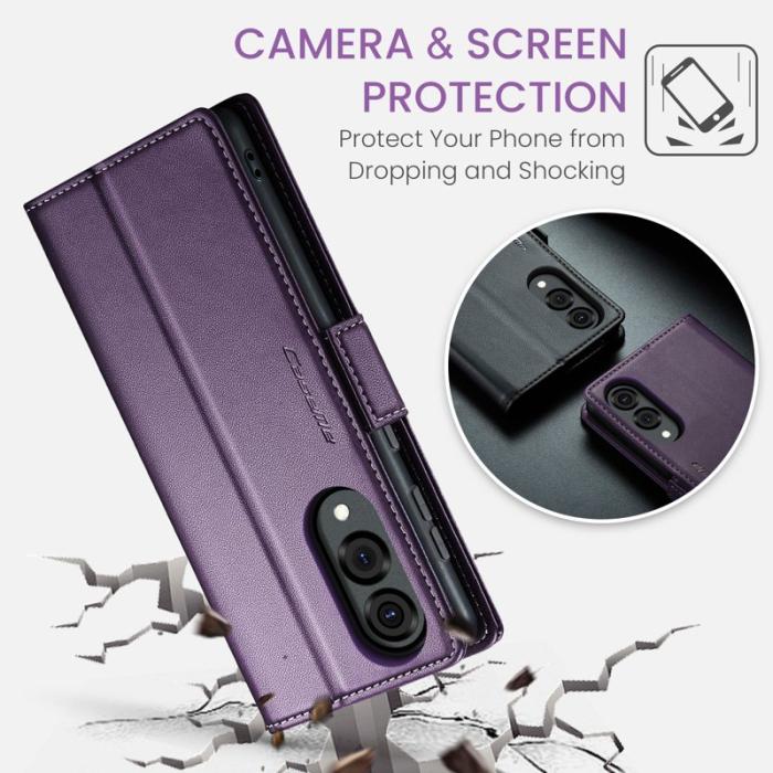 Caseme - CASEME 023 Mobilskal till Samsung Galaxy S25 Edge Konstläder Plånboksfodral Lila