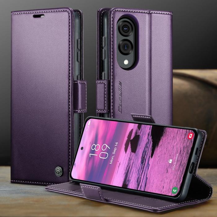 Caseme - CASEME 023 Mobilskal till Samsung Galaxy S25 Edge Konstläder Plånboksfodral Lila