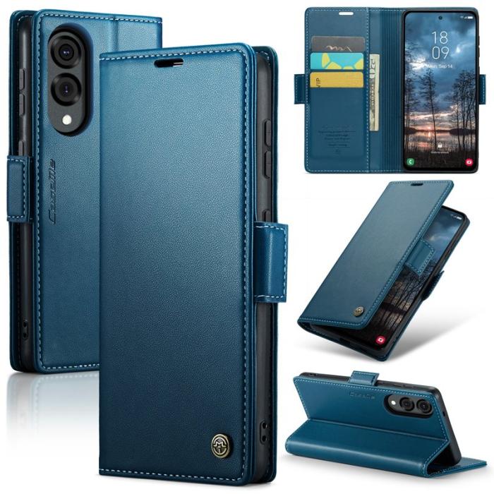 Caseme - CASEME Samsung Galaxy S25 Edge KonstLäder RFID-Skydd Plånboksfodral Blå