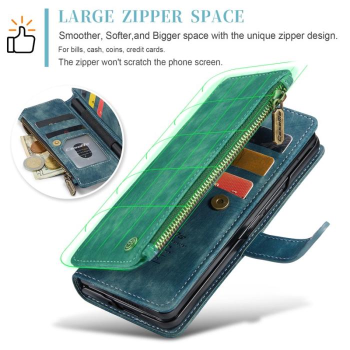 Caseme - CASEME Konstläder Plånboksfodral för Samsung Galaxy Z Fold5 5G - Blå