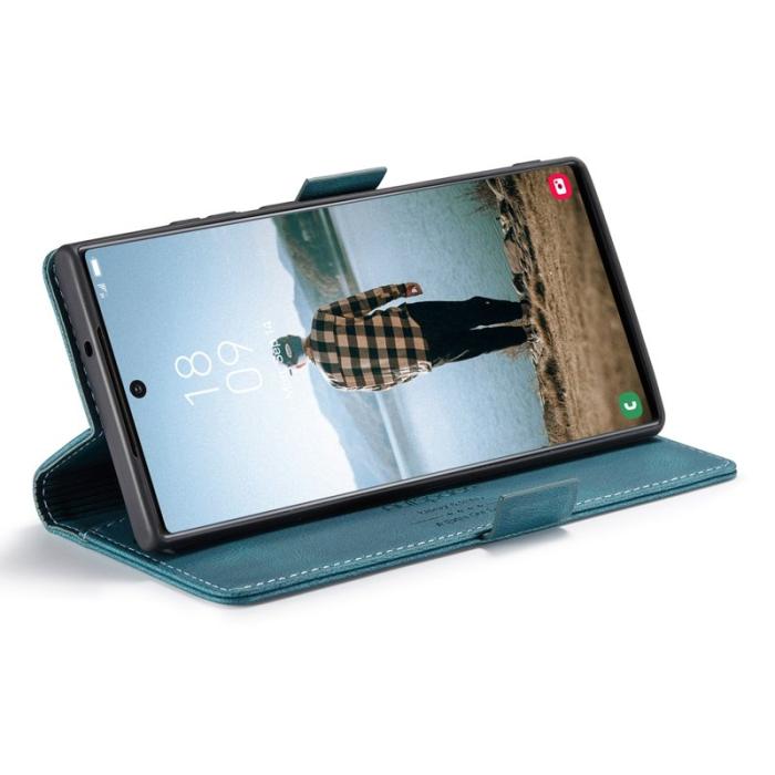 AUTSPACE - AUTSPACE A01 Plånboksfodral för Samsung Galaxy S22 Ultra Konstläder - Blå