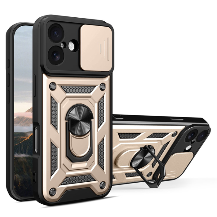 Amorus - AMORUS iPhone 17 Mobilskal Med Kameralinsreglage - Guld