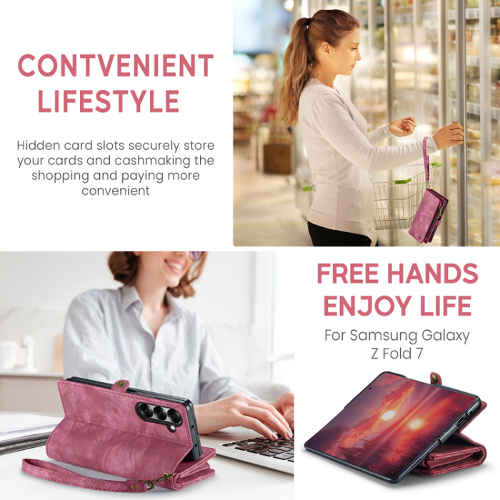 Caseme - CASEME Galaxy Z Fold 7 Plånboksfodral Med Rem - Röd