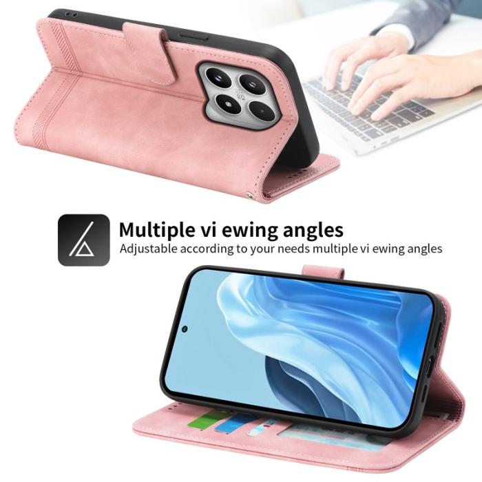 DIERFENG - DIERFENG DF-03 Plånboksfodral för Xiaomi 17 Konstläder - Rosa
