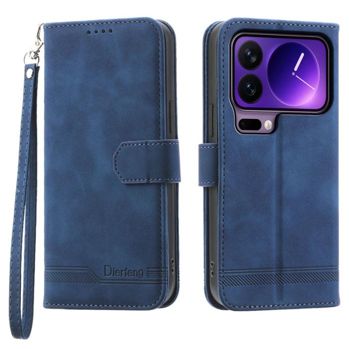 DIERFENG - DIERFENG DF-03 Plånboksfodral för Xiaomi 17 Pro Konstläder - Blå