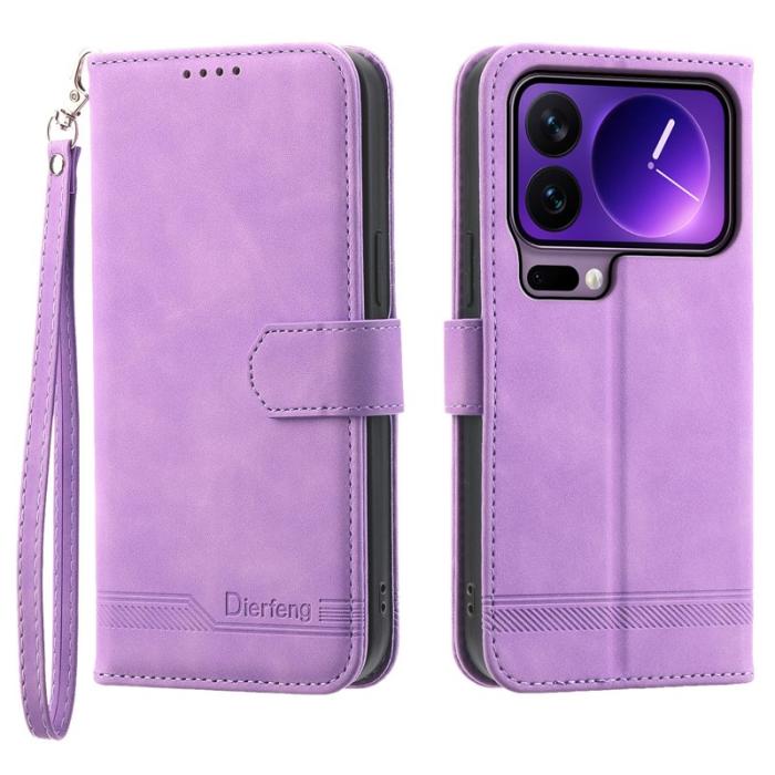 DIERFENG - DIERFENG DF-03 Plånboksfodral för Xiaomi 17 Pro Konstläder - Lila