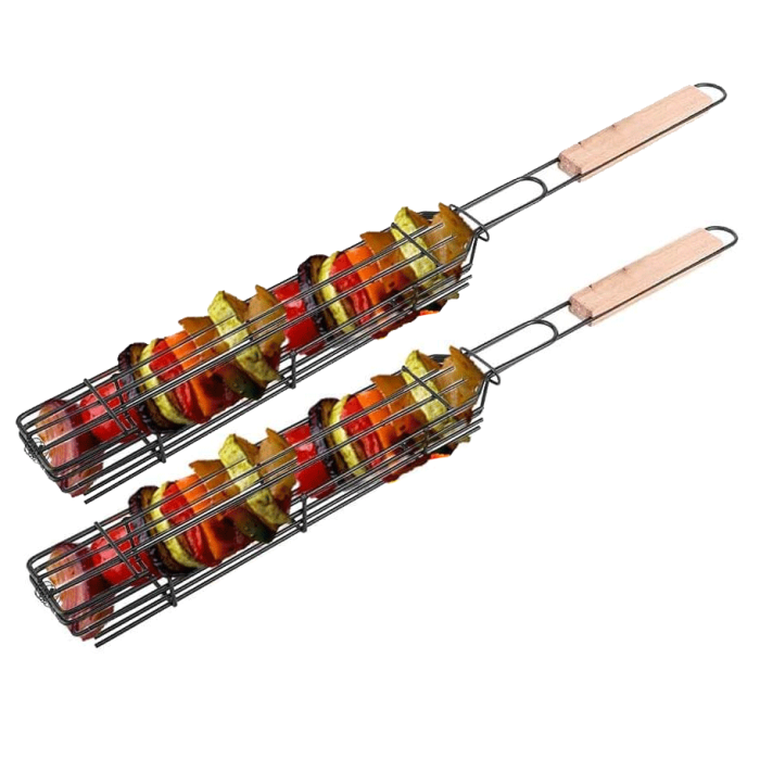 OEM - [2 Pack] Bärbar Grillkorg i rostfritt stål - Återanvändbar