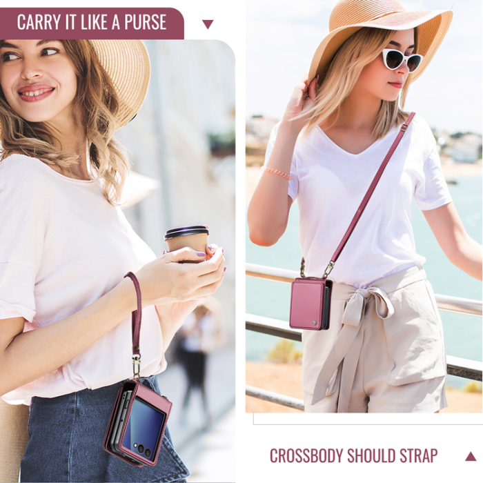 Caseme - CASEME Galaxy Z Flip 7 Plånboksfodral RFID Blocking C22 - Röd