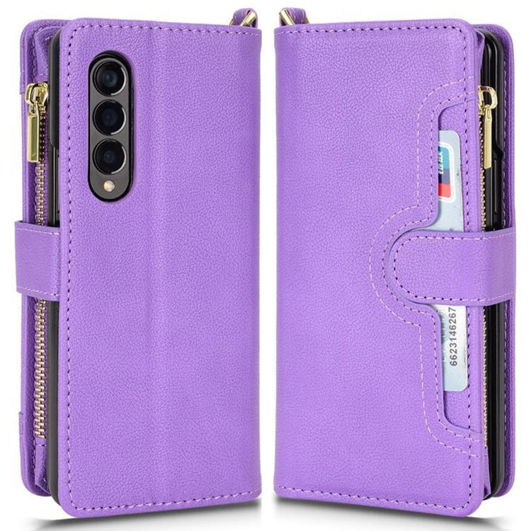Galaxy Z Fold 4 Plånboksfodral Zipper Magnetic - Lila | 2353 | AlltMobil