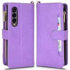 A-One Brand - Galaxy Z Fold 4 Pl&aring;nboksfodral Zipper Magnetic - Lila