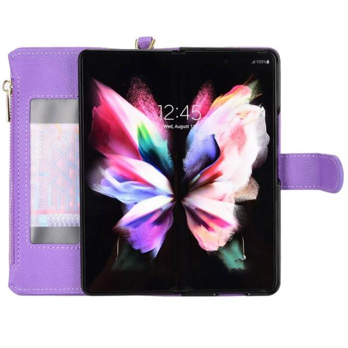 A-One Brand - Galaxy Z Fold 4 Plånboksfodral Zipper Magnetic - Lila